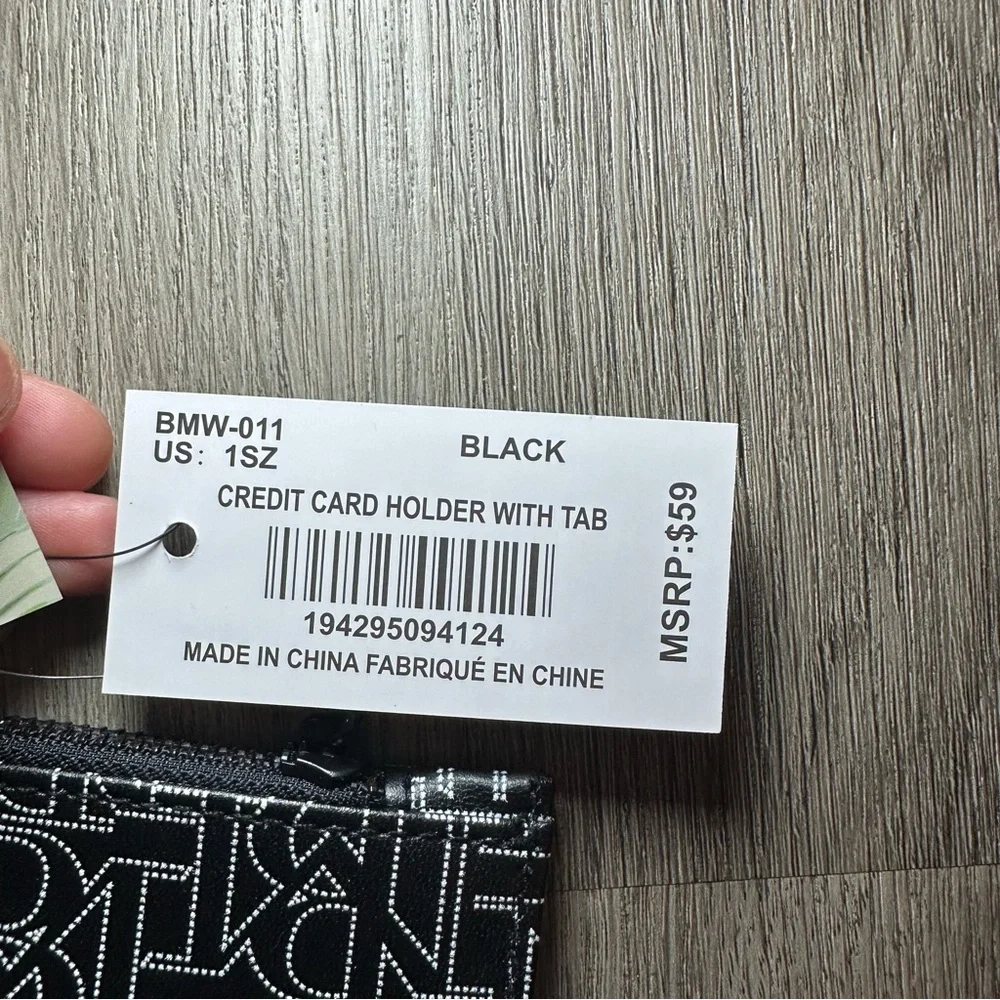 Badgley Mischka Black Monogram Vegan Leather Card Holder Wallet NWT